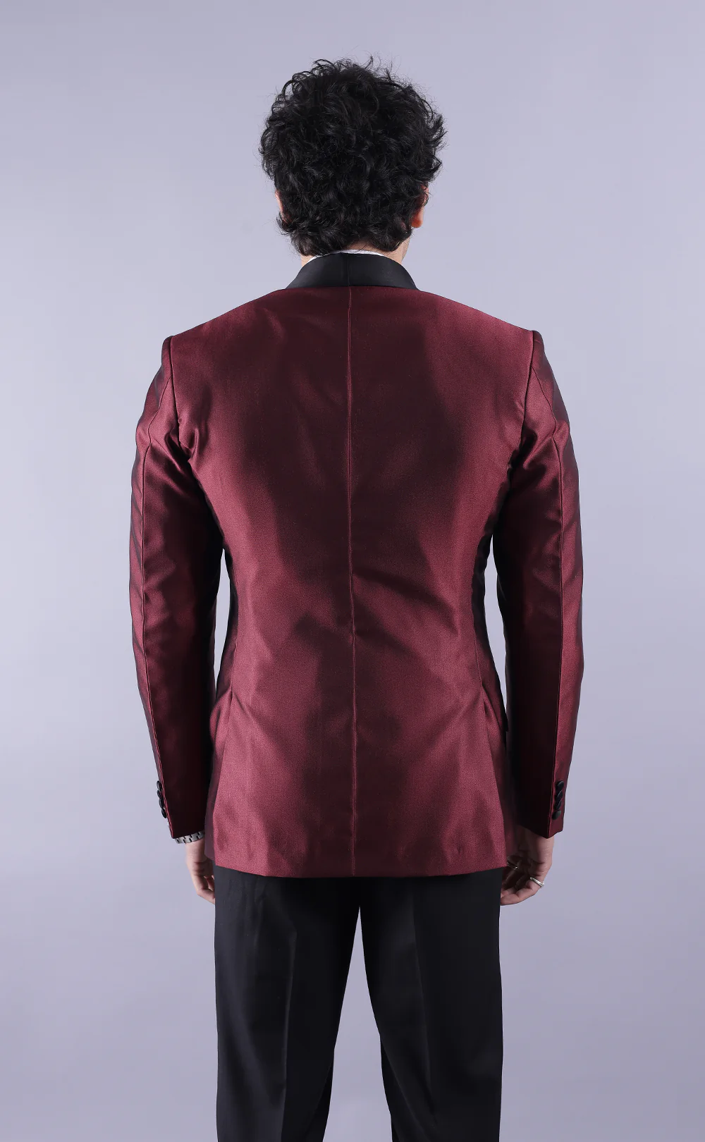 Men's Burgundy Tuxedo Jacket with Black Pant - Image 6